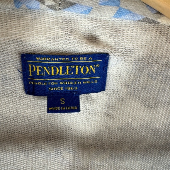 PENDLETON Harding Robe Womens Small Blue Grey White Geometric Southwestern Cozy - Picture 4 of 10